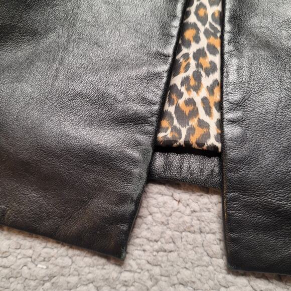 Vintage Wilsons Leather Jacket Medium Black 90s Y2K Collared Mid Length Minimal - Picture 14 of 14